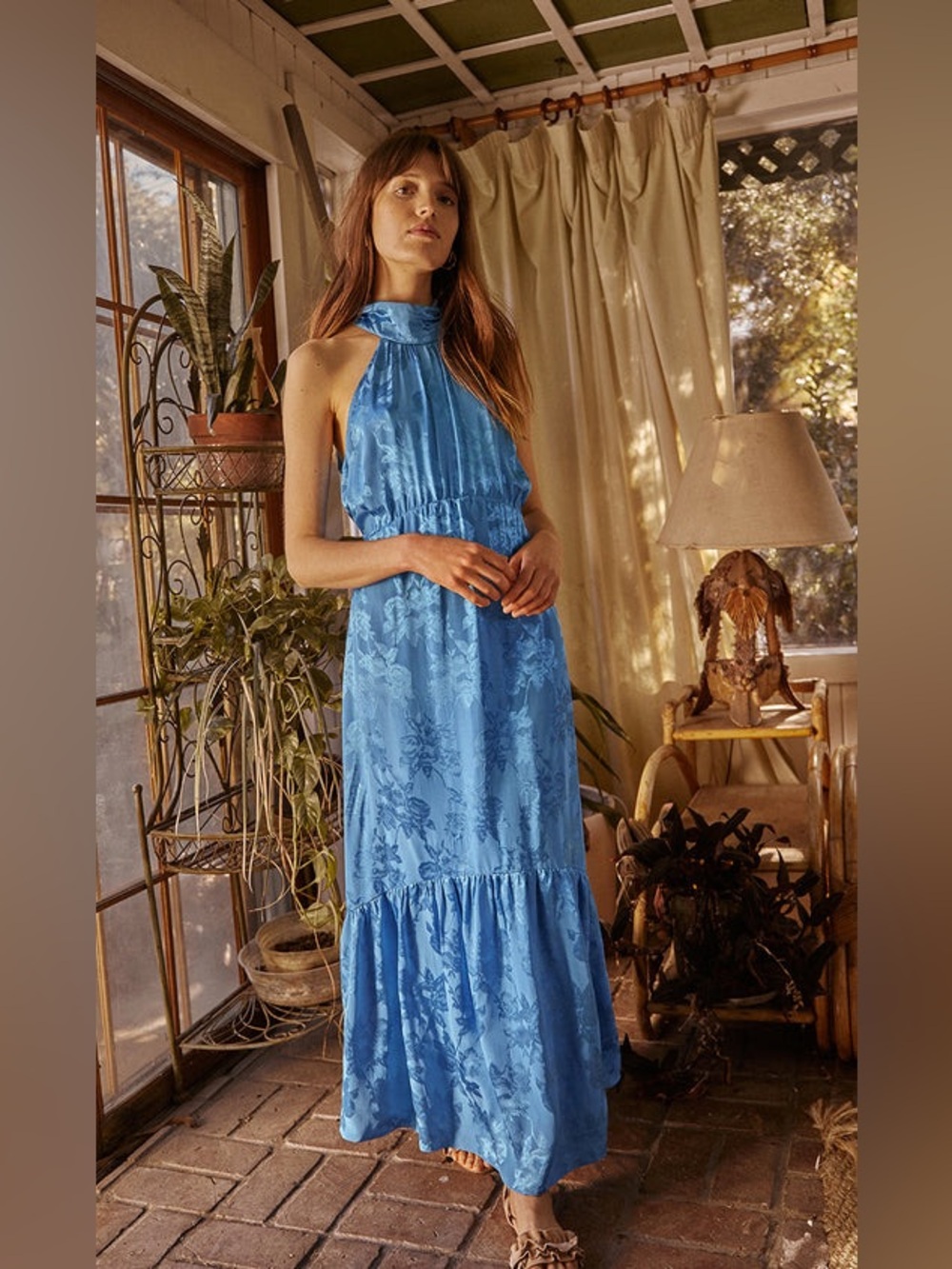 Saylor Corinna Stunning Blue Floral Maxi Dress
